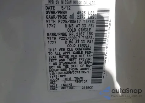 2012 Nissan Rogue Sv from USA, damaged, VIN JN8AS5MV3CW413571